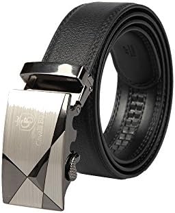 Men Belt 100% Genuine Leather Cavalli Bianchi Fashion Dress Auto Lock Buckle #3 (110cm, Black Scaled) B03C110
