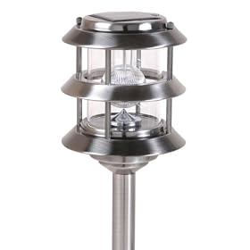 Antique Pewter 3-Tier Solar Stake Lantern