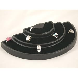 Black Half Round 36 Ring Display Tray