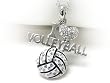 White Gold Crystal I Love Volleyball Pendant Necklace Fashion Jewelry