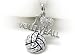 White Gold Crystal I Love Volleyball Pendant Necklace Fashion Jewelry