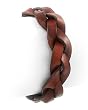 Brown Leatherette Braided Band Toggle Closure Bracelet