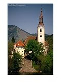 17th Century Church, Bled Island, Bled Island, Gorenjska, Slovenia Photographic Poster Print by Jon Davison, 18x24