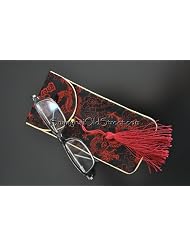 Beautiful Silk Brocade Eyeglass Sunglass Pouch Glasses Protect Bag - Black with Dragon Pattern by Shanghai Old Street