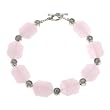 EXP Handmade Rose Quartz & Antiqued Silver Flower Bracelet