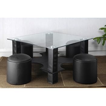 Cotedeco - Table basse carrera et ses 4 - Couleur : NOIR