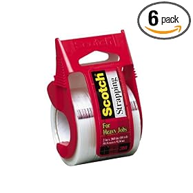3M 350 Scotch Strapping Tape, 2-Inch x 360-Inch, 6-Pack
