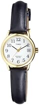 Timex T2H341 Ladies Classic Watch with Black Leather Strap