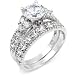 Sterling Silver Cubic Zirconia CZ Wedding Engagement Ring Set Sz 7