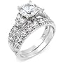 Sterling Silver Cubic Zirconia CZ Wedding Engagement Ring Set
