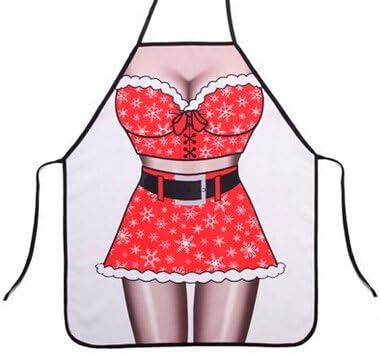 WASKY Hot Lovely Cheap Funny Aprons Sexy Santa Lady Christmas Apron Kitchen Apron Funny Creative Cooking Aprons for Women Ladies Girlfriend Christmas Gifts