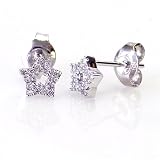 14KWG Diamond Star Earrings