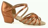 120C Rosetta Girls' Sandal with a 1.5 Cuban Heel in Flesh Satin (Girls' sizes 11-13)