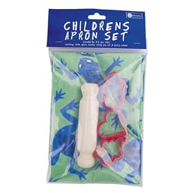 Rushbrookes Children's Apron Set Frogs (Apron, Rolling Pin, 3 Pastry Cutters)