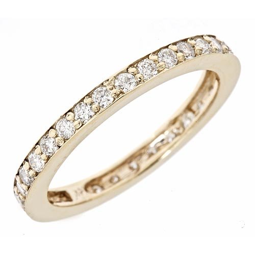 14K Yellow Gold Diamond Eternity Wedding Anniversary Band Ring 0.75ct in Pave Setting (SI Clarity, F Color)