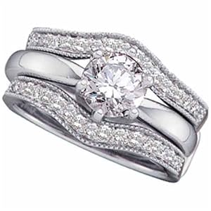 14Kt White Gold Stylish Tiara Diamond Ring Guard Enhancer (Center ring is not included)