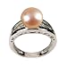 Eternity Peach Pink Cultured Pearl Cubic Zirconia Carved Hearts Platinum Overlay Sterling Silver Ring