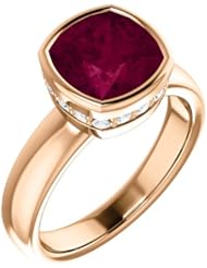 10K Rose Gold 8.00x8.00mm Antique Cushion Cut Rhodolite Garnet and Diamond Ring -- LIFETIME WARRANTY