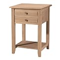 Lamp Table with 2 Drawers - Unfinished