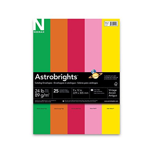 Neenah Astrobrights Envelope Assortment, Assortment 1, 25 Count, 9 X 12 Inches (20249)