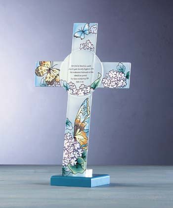 Frosted Glass Cross Votive John 3:16