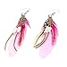 Cute Handmade Natural Goose Feather Earrings,pink