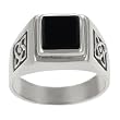 Sterling Silver Mens Celtic and Black Onyx Ring