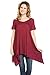 Frumos Womens Short Sleeve Comfy Loose Fit Handkerchief Hem Tunic Top