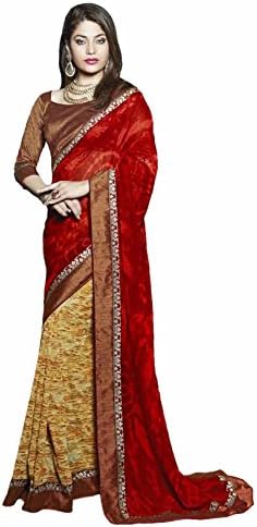 Pagli Women's Half Georgette Printed Saree Free Size Multicolor