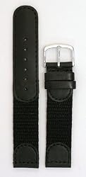 Men's Swiss Army Style Watchband - Color Black Size: 19mm Watch Band