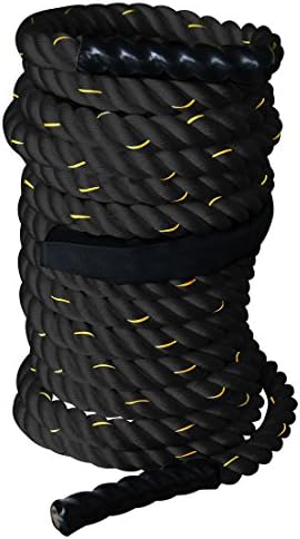 Black 1.5" Thick Gym Battle Rope for Strength Training Exercise Polyester 30ft, 40ft, 50ft Length