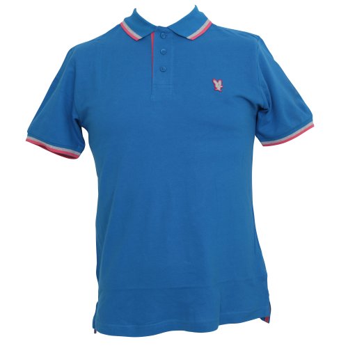 Polo d'été à manches courtes Brave Soul 100% coton pour homme (Large) (Bleu)