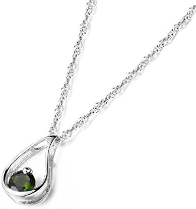 MZH New Charms Pendants Tourmaline/Ruby/Topaz Water Drop 925 Sterling Silver Women Fine Jewelry (Green)