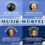 Musik-Wuerfel, 1 CD-ROM u. 3 Audio-CDs Lexikon der Musikgeschichte (CD-ROM), und die Musiksammlungen Barock (Audio-CD 1), Wiener Klassik (Audio-CD 2) und Romantik (Audio-CD 3). Fuer Windows 98/Me/2000 oder XP und Mac OS X ab 10.1