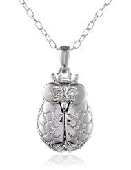 Bronze and Fine Silver Plated Owl Locket with "Wisdom" Hidden Message Pendant Necklace, 18"