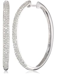 10k Gold Oval Pave Diamond Hoop Earrings (1 cttw, H-I Color, I2-I3 Clarity)