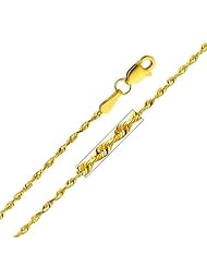 14K Yellow Gold 1.5mm Diamond-Cut Solid Rope Chain Necklace 20"