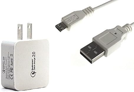 USBelieve Quick Charge 2.0 Wall Charger and Micro USB Cable Pack - 18W Adaptive Fast Travel Charger for Galaxy S7, S6, Edge, Note 5 and Android Phones (QC 2.0 Charger + Micro USB Cable)