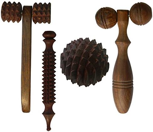 Wooden Acupressure Tools set of Back massager, Foot Massager, Hand Massager for Pain and Stress Relief, Refloxology