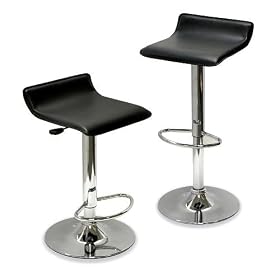 Contemporary Adjustable Airlift Stool Chrome and Black - Set of 2 by Furniture