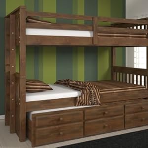 Woodcrest Riverton Chocolate Twin over Twin Bunk Bed + 2 Free Mattresses! - WCM453