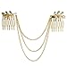 HuntGold 1X Charming Punk Rock Chain Link Tassels Gold Metal Leaves Hairpin Hair Clasp
