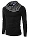 Doublju Mens Turtle Neck with Shirring Detail Black Small