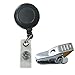 Bluemoona 20 Pcs - 32mm Reels Retractable Badge Holder Alligator Clip ID YOYO Key Belt Clip Card Name Tag (Black)