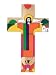 Hand Painted Wood Cross- Rising Christ- 9.8 Inch. / 25 Cm.