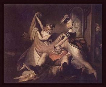 Falstaff in the Washbasket, Framed Art Print by John Henry Fuseli
