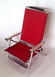 OASIS Tall Back Reclining Aluminum Beach Chair w/ Cup Holder & LED Flashlight-Made In USA-3 Years Warranty