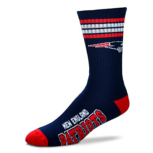 NFL 4 Stripe Deuce Socks - Men's Large (fits 10-13) (New England Patriots)