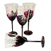 Kitchen & Housewares : ArtisanStreet's Set Of Four European Style Wine Goblets. Hand Painted, 13.75 Ounce Wine Glasses Feature A Blend Of Maroon, Gold And Black. One Of A Kind & Signed By Artisan.