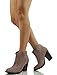 Soda Women's Albert Faux Suede Cowboy Pull-Tab Stacked Heels Ankle Booties